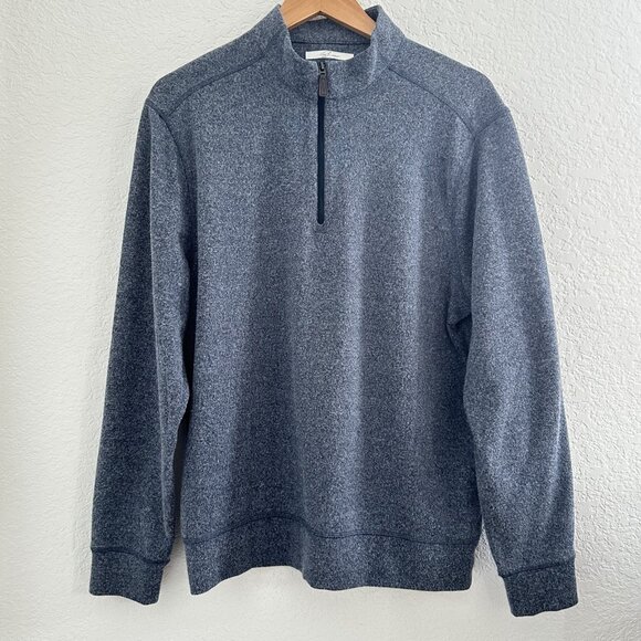 Greg Norman Pullover Mens M Blue Shark 1/4 Zip Patch Golf Sweatshirt Athleisure - Picture 1 of 13